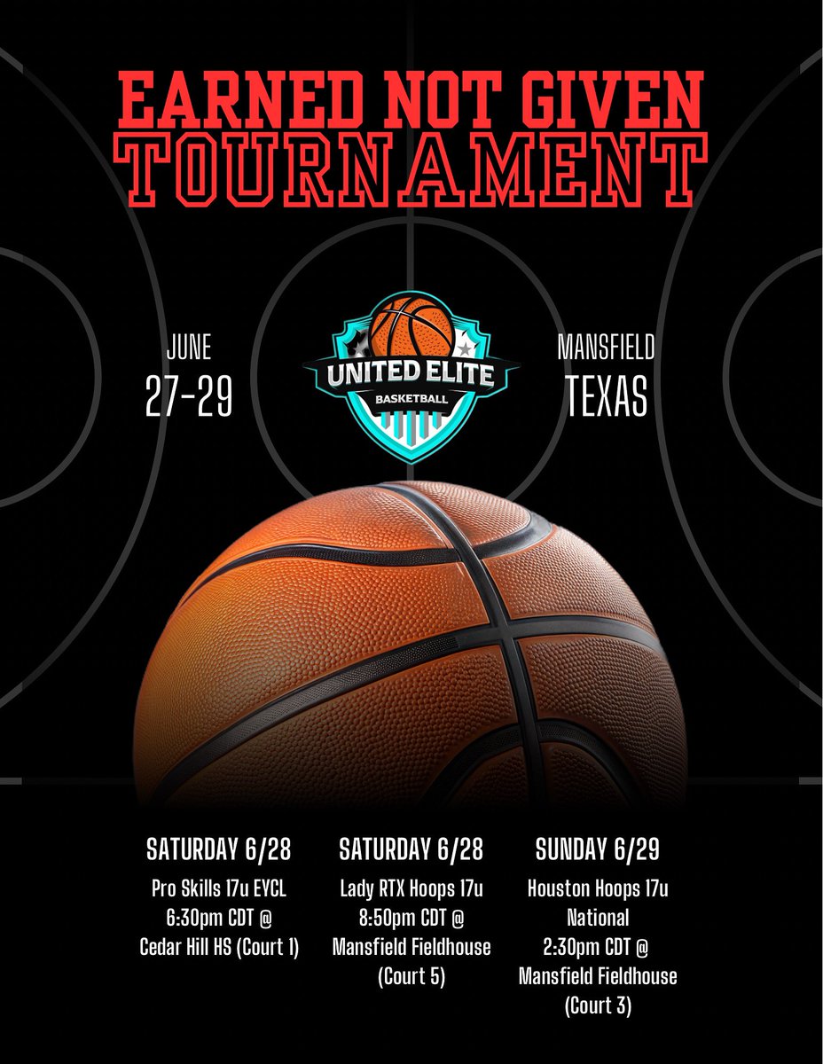 This weekend our 17u will be in Mansfield Tx 📍 at the Earned Not Given! This group has competed at a high level all summer against top competition! Definitely must see TV 📺 smothering defense, fast pace and full throttle from the jump ball until the end of regulation!