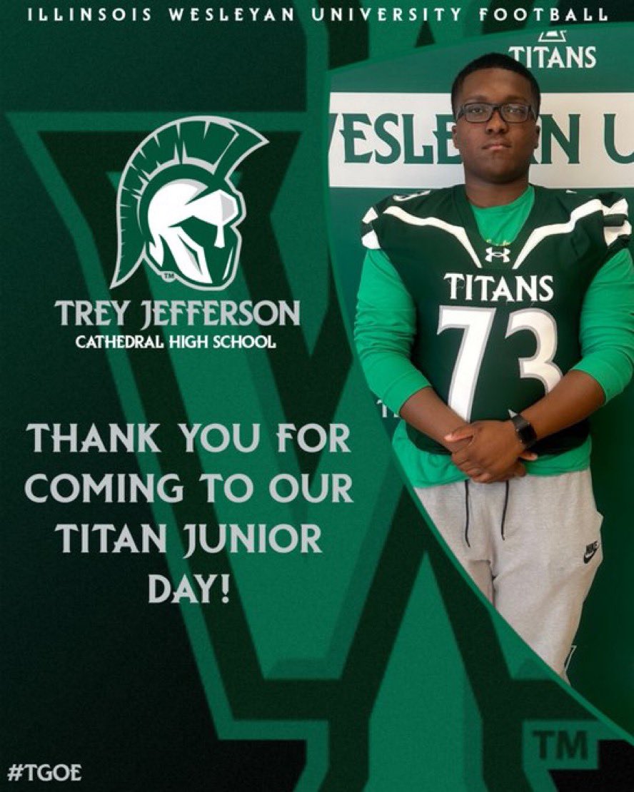 RealTreyJeff's tweet image. Thanks @CoachKosanovich @CoachHolte and @IWUTitanFball for hosting me and my family for Junior Day. Had a great time touring the Campus and learning about the Football Program. Excited to get back on Campus this Fall. @CathedralFBall @Coachpeebs @irishpanzer @JaredThomas_33 #TGOE