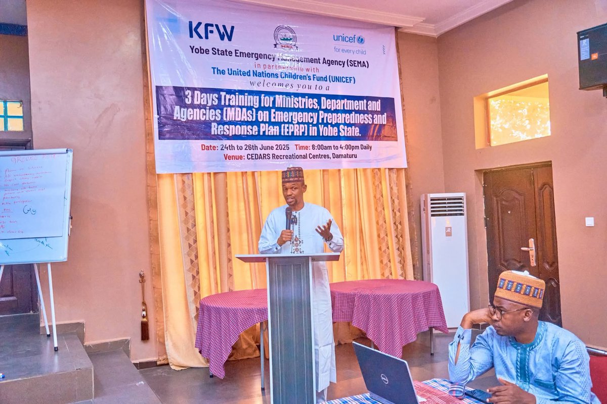 AhmedAdamu's tweet image. At the Yobe State Emergency Preparedness and Response Training Workshop organized by Yobe SEMA.