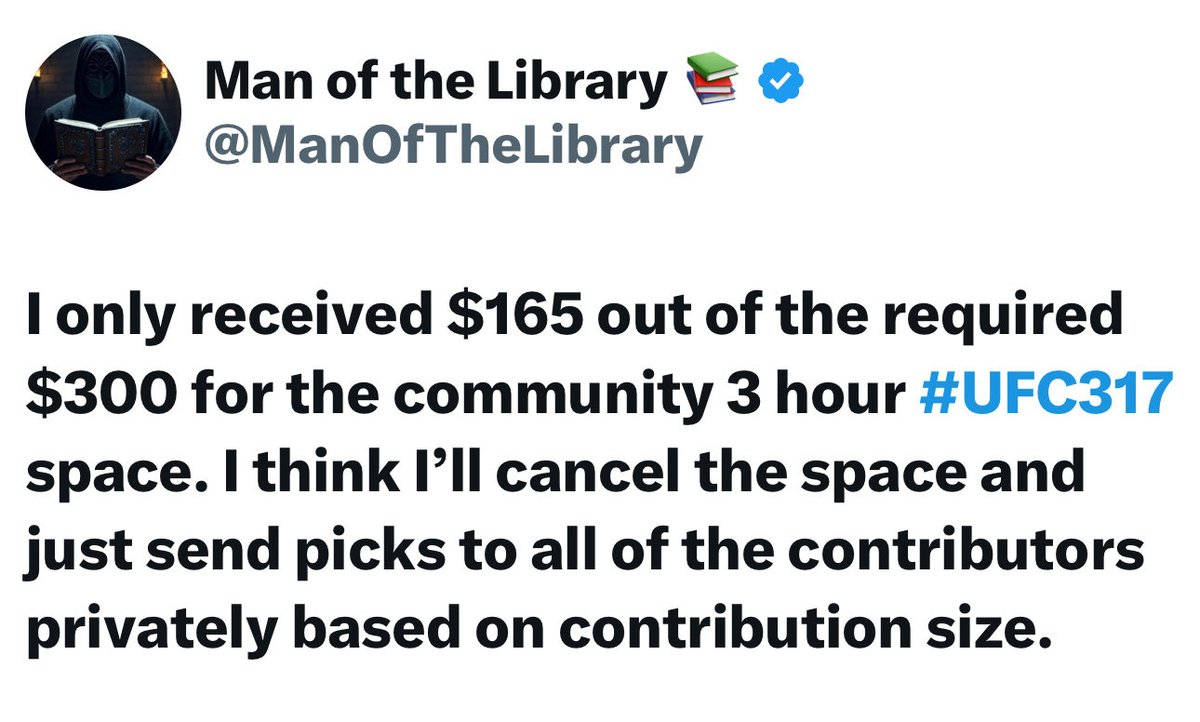 One day you’re about to win a million on the pacers to win the nba title, the next you’re looking for a 300 spot to host a ufc twitter spaces. Life comes at you fast.
