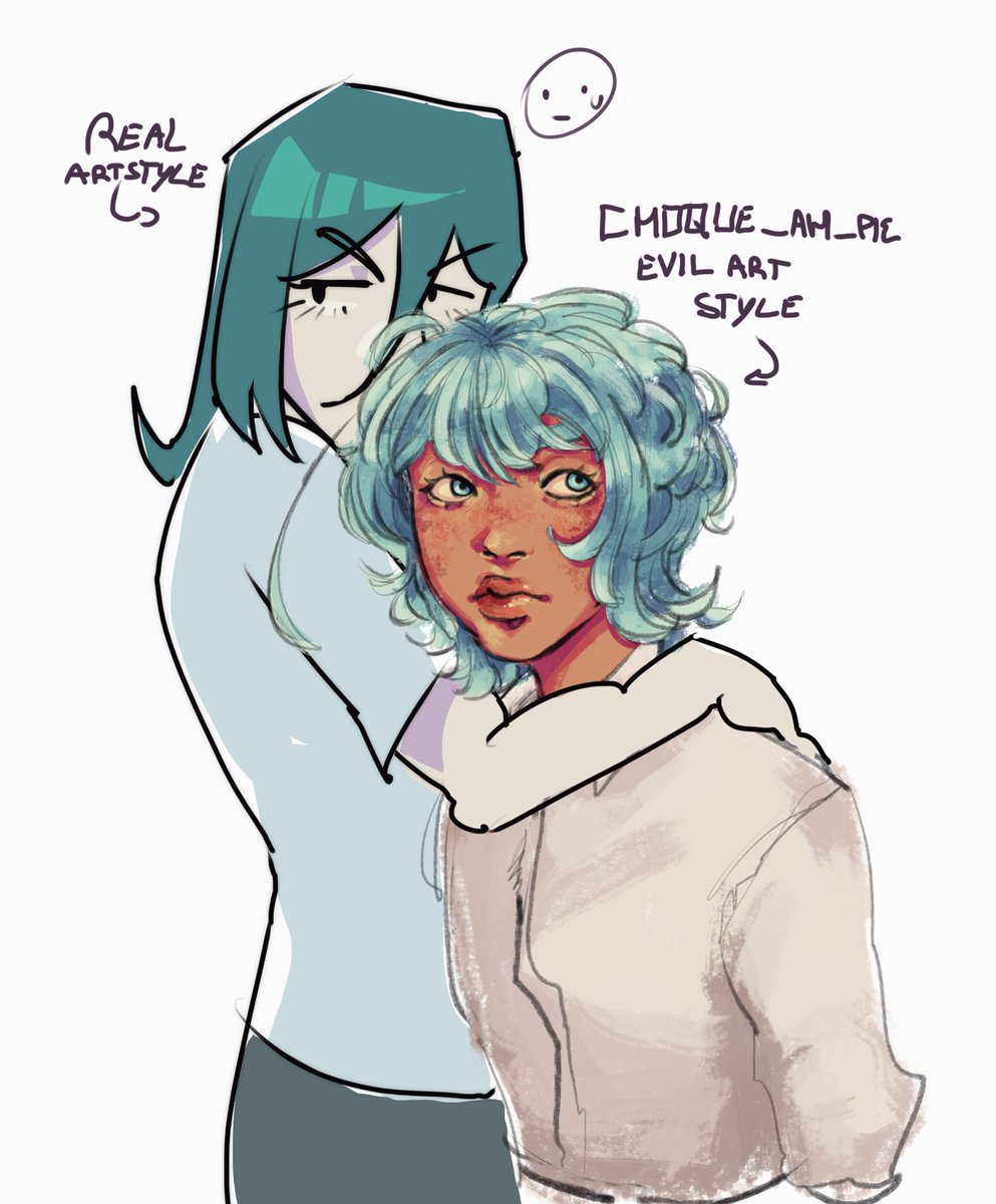 "can you do the trend usual artstyle vs evil artstyle :0" -&gt; ...I really tried my best on this... choqueahpic.straw.page