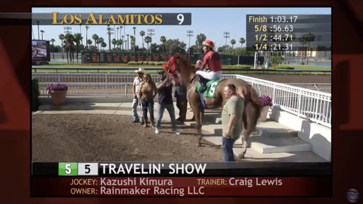 Cougzag's tweet photo. Thank you trainer Craig Lewis and his crew for the win today on #TRAVELIN’SHOW
@losalracing
@kazushi0096

 https://t.co/wpWJbUU5gO https://t.co/akb9q2R2JZ