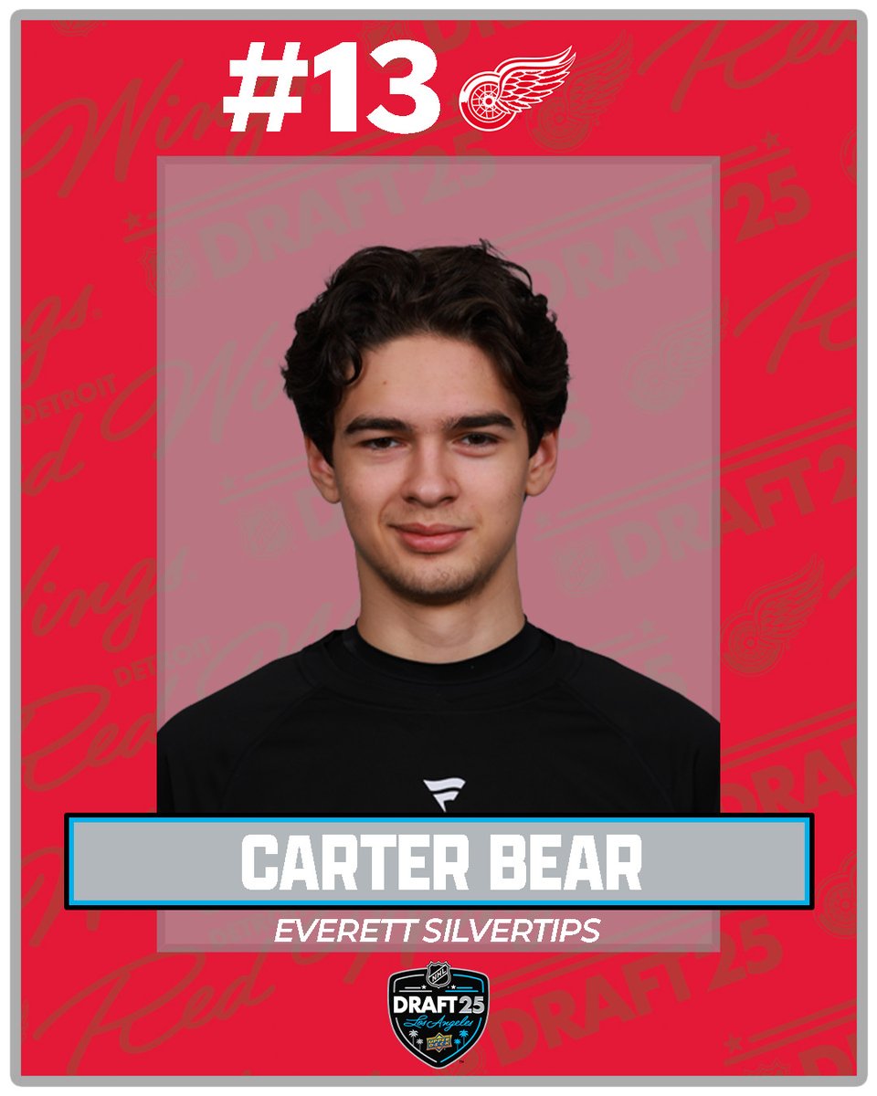 NHLMedia's tweet photo. Carter Bear is your newest @DetroitRedWings!

#NHLDraft https://t.co/y7wsjGm19J