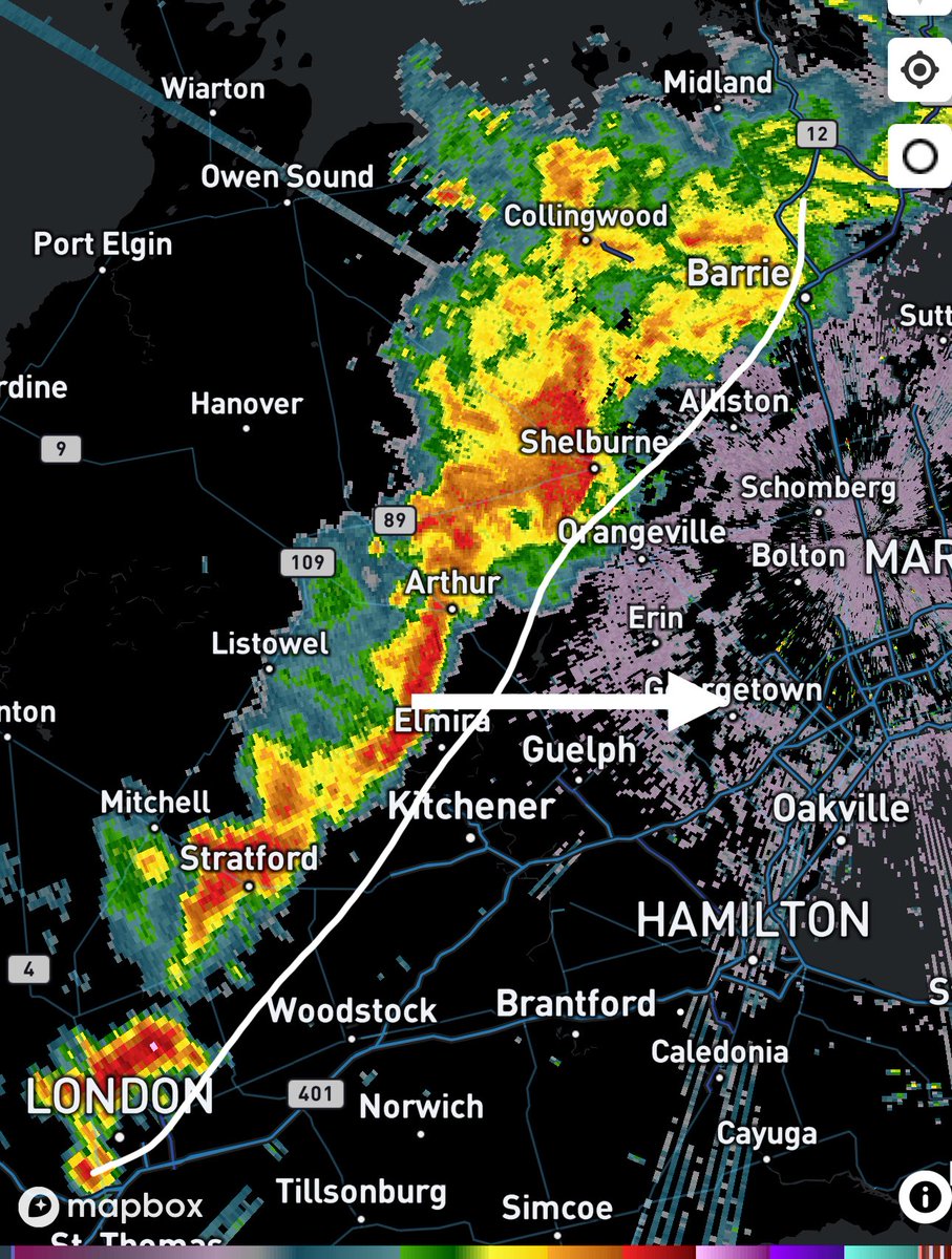 #ONStorm #ONwx We continue to closely follow this line of storms as is sweeps through Southern Ontario this evening.

While we had a tornado warning earlier, that has since ended and the tornado risk seems to be diminishing. At this point, it’s mainly a wind gust risk.

We should