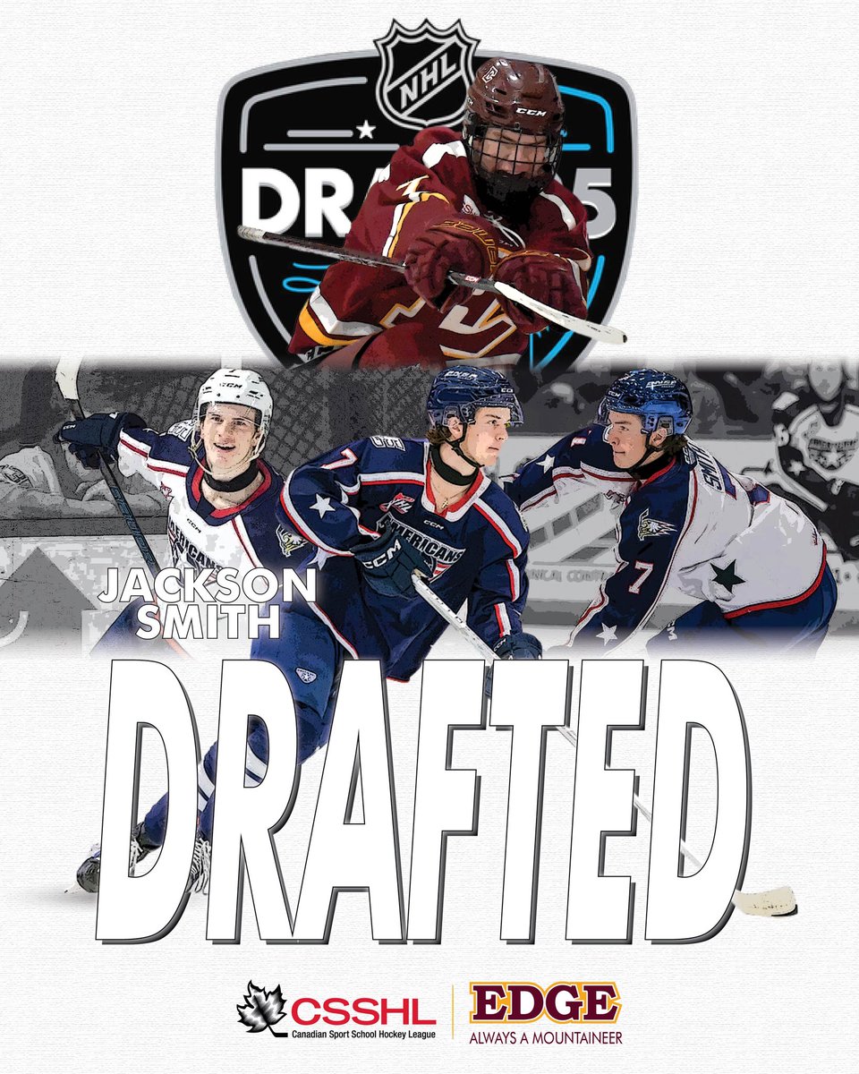 Class of 2025 grad, Jackson Smith, has been drafted by the Blue Jackets in the 2025 NHL Draft! Smith played for two Edge teams (U15 Prep and U18 Prep) and has been a second semester student while playing with the Tri-City Americans.

Congrats, Smitty! #AlwaysAMountaineer