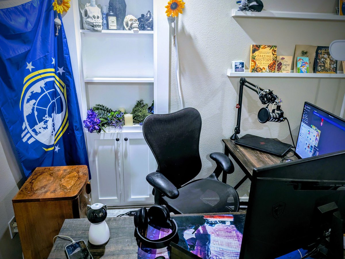 After much discussion and destruction, Tuxey has won this round. 

(All the bare places are where he knocked everything down.)

Gonna spend the evening revamping my streaming area and making the area less of a Kitty Rage Room.

So...I guess stay tuned to see what I come up with!