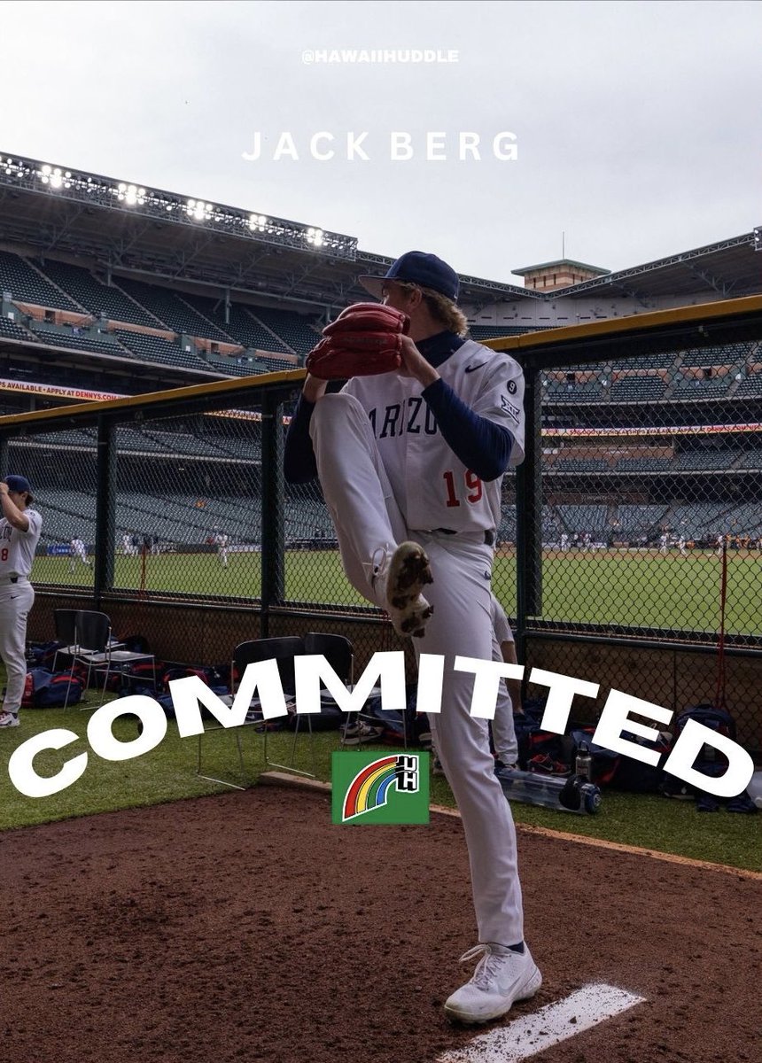 BREAKING: Arizona transfer Jack Berg has committed to Hawai'i. 

The 6'4 lefty made 5 appearances &amp; struck out 6 at Arizona this past season. 

At Tacoma CC in 23/24, Jack posted a 0.79 ERA while going 5-0 with 42 strikeouts across 34.1 innings.

Welcome home <a href="/jackberg30/">Jack Berg</a> 🌈🌊