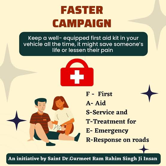 manishadhiman19's tweet photo. Road accidents caused many deaths and injures every hour .While accidents are unpredictable and unavoidable,yet  first aid help in such an unfortunate event can help to save lives . For this Saint MSG initiated FASTER Campaign #FirstToAid https://t.co/9gJwQv6WmT
