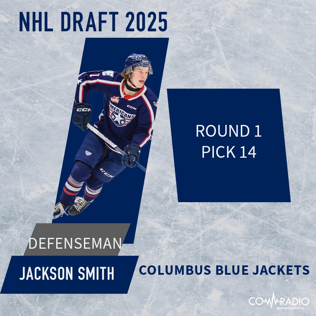 PSUCommRadio's tweet image. And the pick is in!
Jackson Smith becomes the highest-drafted NHL pick in program history with his selection by the Columbus Blue Jackets.