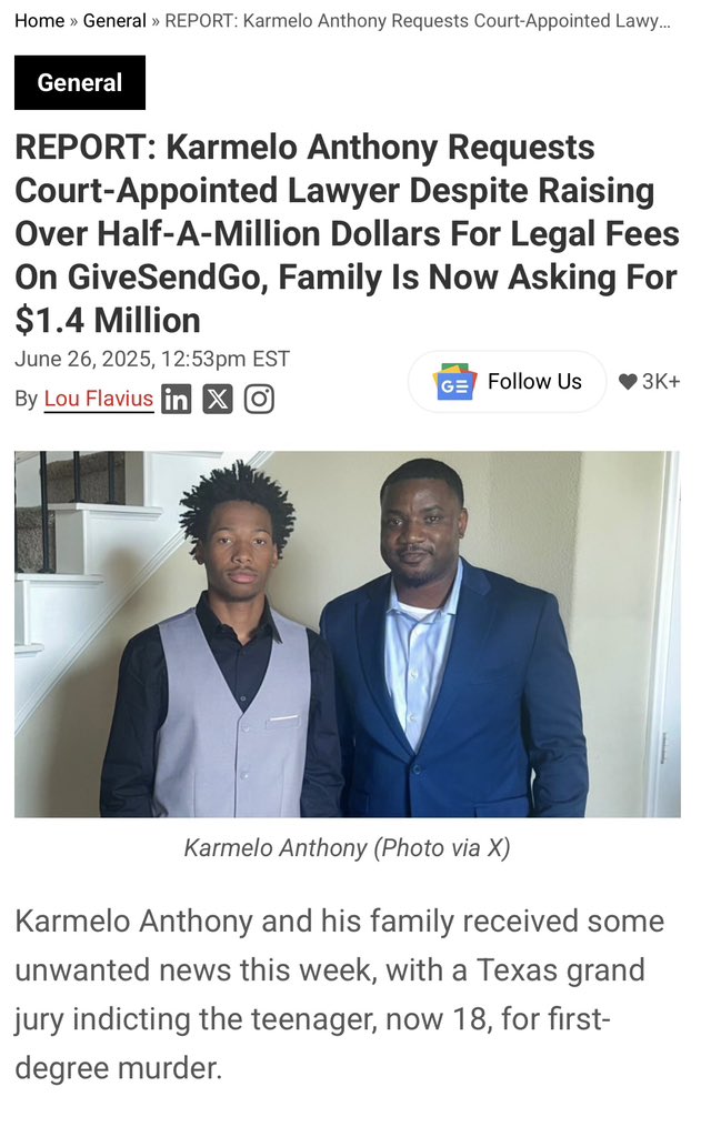 Look, I’m not picking sides, or playing jury and judge, but I will say this

Shame on Karmelo Anthony’s family. They’ve raised money for a decent trial attorney, but Karmelo is now asking for a public defender so that additional money can be raised. 

The meaning of that? His