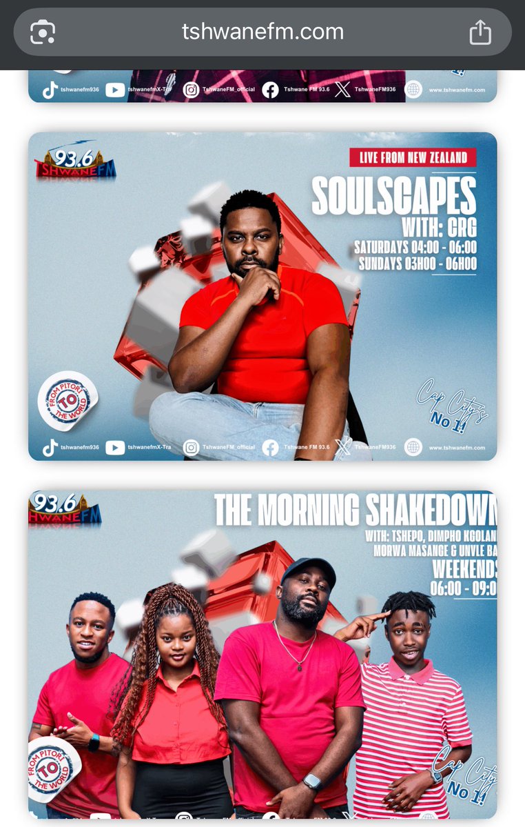 Let’s dive into the weekend with some top tier music on Soulscapes with CRG!! 

💻tshwanefm.com
📻93.6FM (Pitori)

#936Weekends
