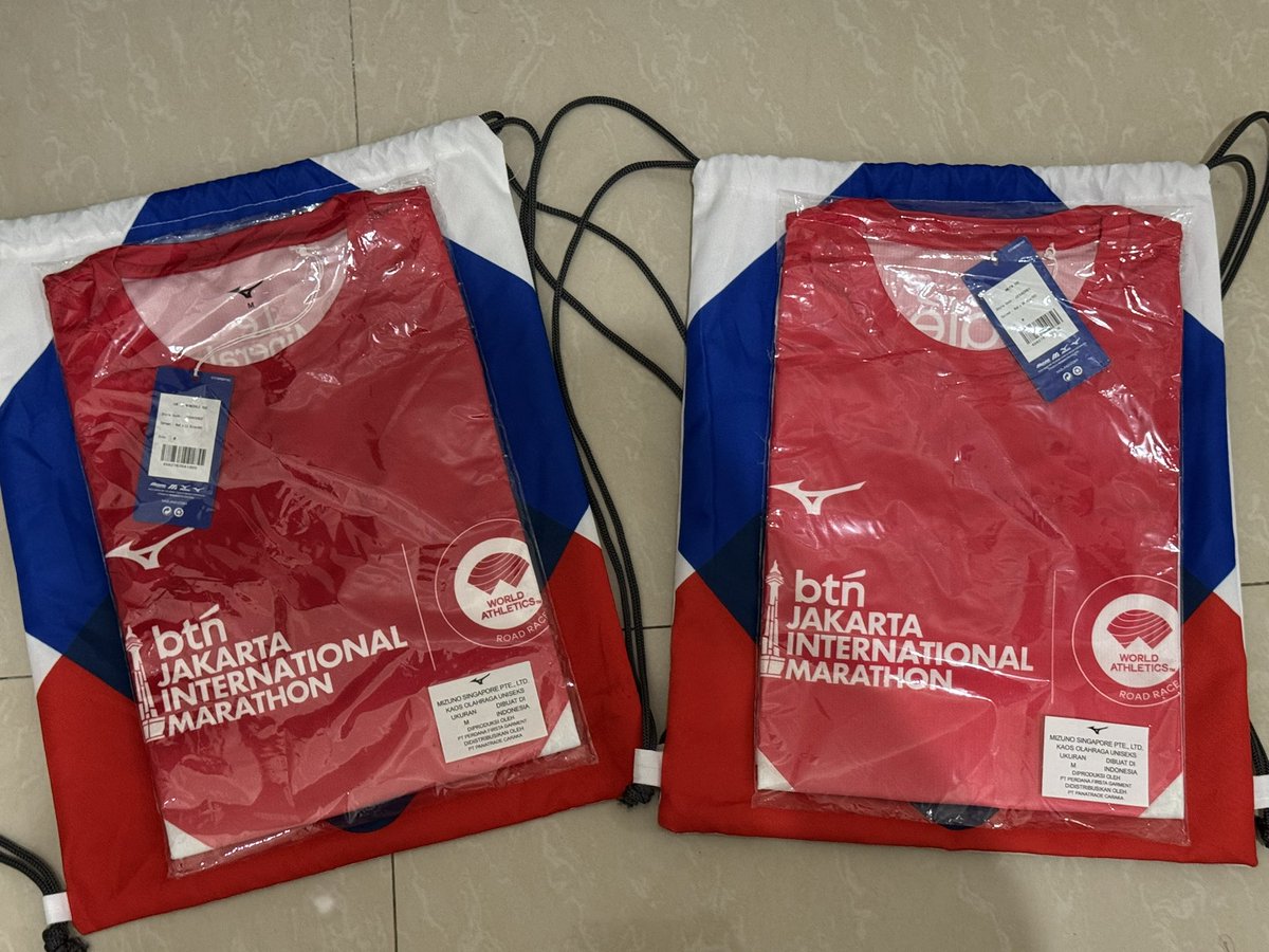 Cek ombak mana tau mana tau ada yang minat Jersey BTN Jakim 2025 by Mizuno. Niat pengen jual aja jersey w sm suami krn kurang suka desainnya. Size M (10K dan Half Marathon), include string bag. Price 250/each atau kalo angkut 2 sekaligus 450 lesgo