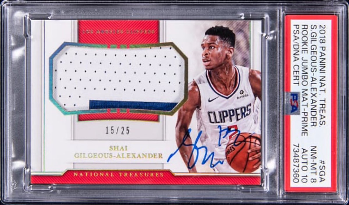 Ryan59860418's tweet image. Shai Gilgeous-Alexander just led the Thunder to a championship and took home Finals MVP honors 🏆🔥

Now up for auction on @GoldinCo:
2018 National Treasures RPA /25
🖊️ On-card auto (graded PSA 10)
📈 Huge investment upside
@SportsCardInv @SCCTradingCards @CardPurchaser…