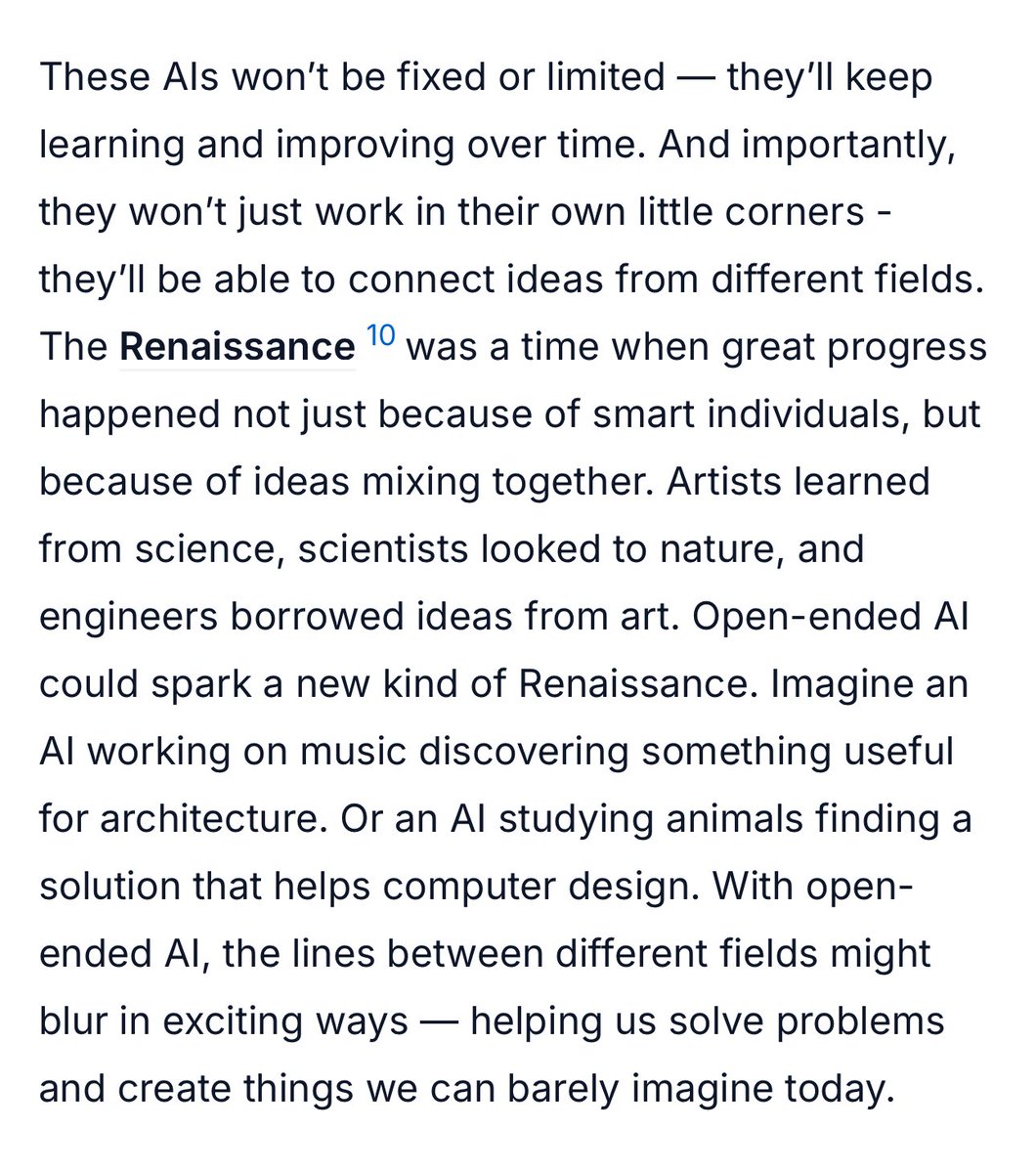 hardmaru (@hardmaru) on Twitter photo The future of AI is open-ended: Embracing open-endedness in the pursuit of creative AI. Essay by <a href="/richardcsuwandi/">Richard C. Suwandi</a>
richardcsuwandi.github.io/blog/2025/open… The future of AI is open-ended: Embracing open-endedness in the pursuit of creative AI. Essay by <a href="/richardcsuwandi/">Richard C. Suwandi</a>
richardcsuwandi.github.io/blog/2025/open…