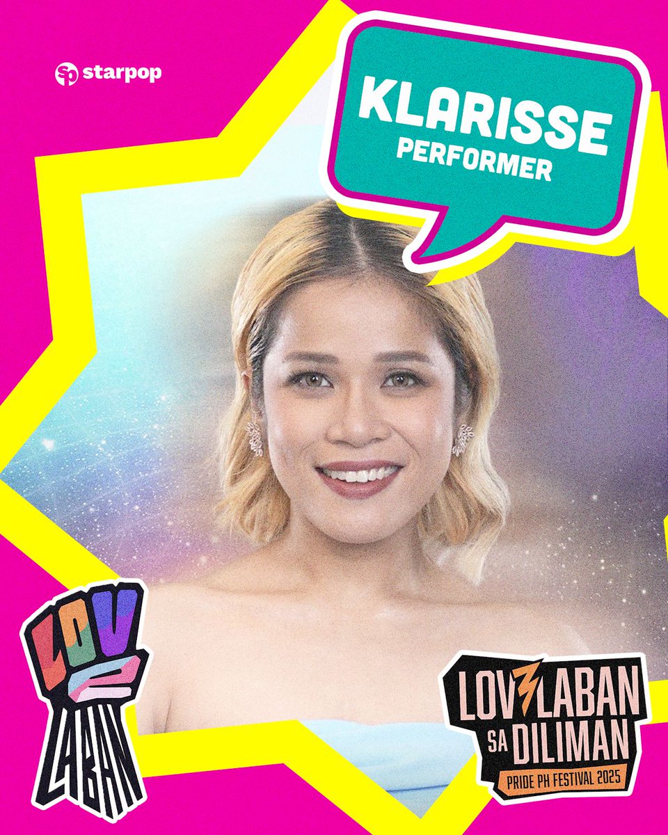 StarMusicPH's tweet photo. . @michellemdee  - #LoveLabanSaDiliman
@klarissedguzman - #LoveLabanSaDiliman
@VinasDeluxe - #LoveLabanSaDiliman

SEE YOU THERE! HAPPY PRIDE, KAPAMILYA! 🌈

LOV3LABAN 2025
Pride PH Festival
June 28, 2025

#LOVE3LABAN #PridePH #PuksaanNa #StarMusicPH #StarPopPH #MichelleDee #KlarisseDeGuzman #VinasDeluxe