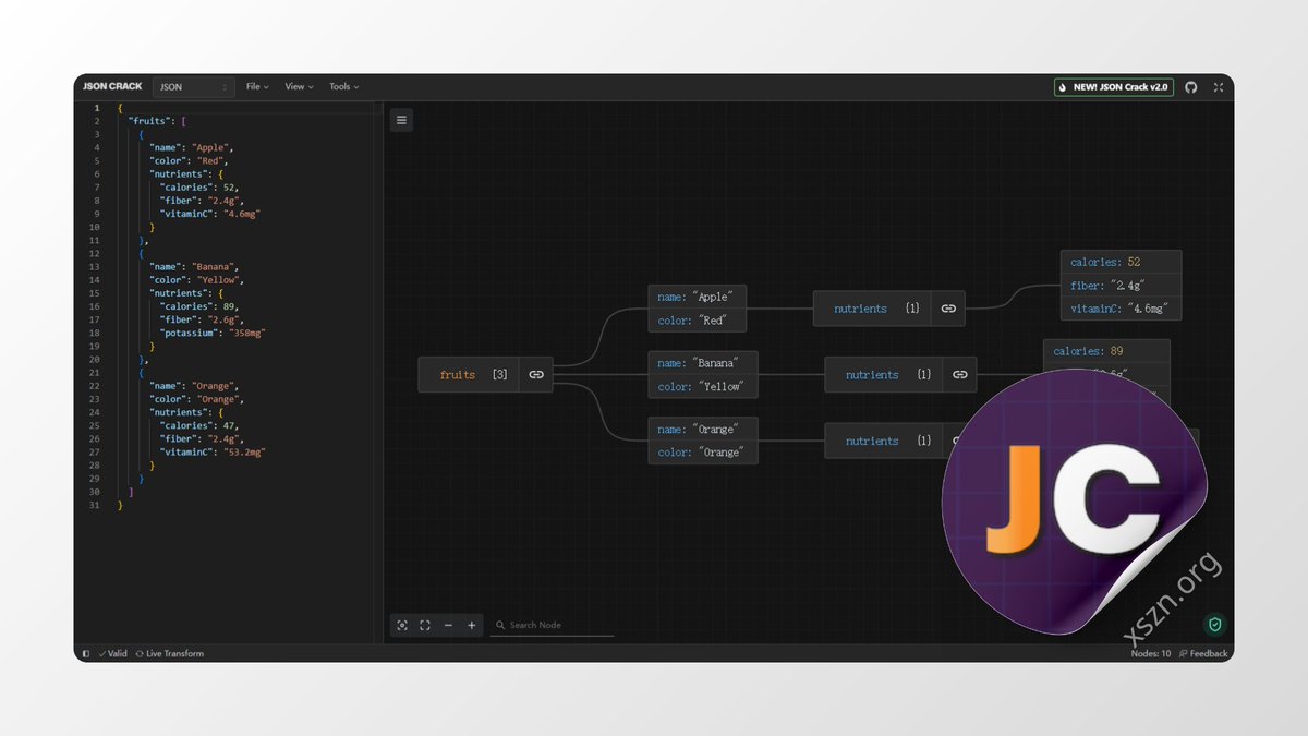 xszn_org's tweet image. JSON Crack

开源 JSON 编辑器。可将各种数据格式（如 JSON、YAML、XML、CSV 等）转换为交互式图表。

jsoncrack.com

#效率 #开发 #开源软件