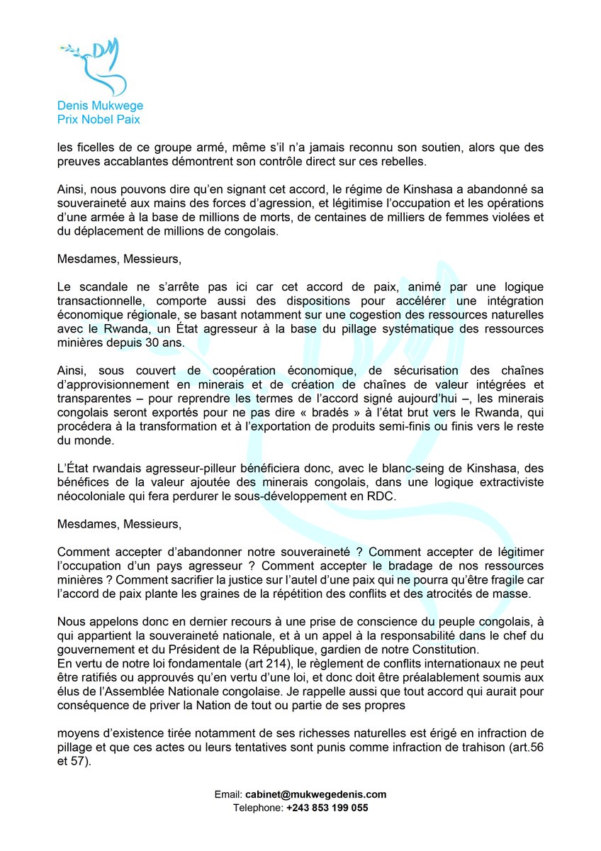 DenisMukwege's tweet image. Discours à l’occasion de la soirée-concert pour la paix en République démocratique du Congo à Wolubilis – 27 juin 2025
_____________________________________________________
Mesdames, Messieurs,
Je tiens avant tout à vous remercier pour être présent à cette soirée de soutien aux…
