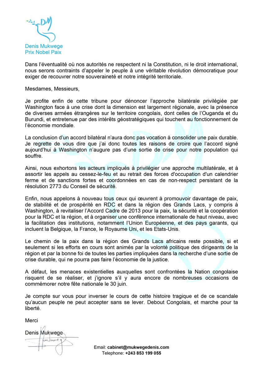 DenisMukwege's tweet image. Discours à l’occasion de la soirée-concert pour la paix en République démocratique du Congo à Wolubilis – 27 juin 2025
_____________________________________________________
Mesdames, Messieurs,
Je tiens avant tout à vous remercier pour être présent à cette soirée de soutien aux…