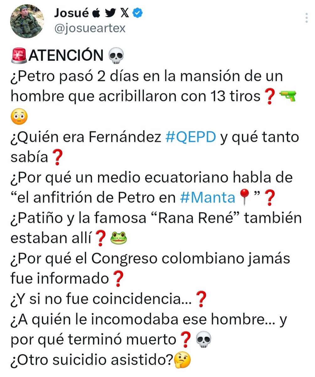 Mechitascasmonth (@mechitascasmont) on Twitter photo <a href="/Tiann_H/">Tian</a> 🎴Ajá, aparecieron las llaves!!
<a href="/petrogustavo/">Gustavo Petro</a> NO RECONOCIÓ TRIUNFO <a href="/DanielNoboaOk/">Daniel Noboa Azin</a> pero asistió a la Posesión, salió 🏃➡️🏃➡️🏃➡️ a #Manta a la Mansión de un hombre que #Acribillaron con 13 tiros?
<a href="/CConstitucional/">Corte Constitucional</a> <a href="/CorteSupremaJ/">Corte Suprema de Justicia</a> <a href="/consejodeestado/">Consejo de Estado</a> <a href="/POTUS/">President Donald J. Trump</a> <a href="/SenMarcoRubio/">Senator Marco Rubio: Archived</a> <a href="/CIDH/">CIDH - IACHR</a> <a href="/Tiann_H/">Tian</a> 🎴Ajá, aparecieron las llaves!!
<a href="/petrogustavo/">Gustavo Petro</a> NO RECONOCIÓ TRIUNFO <a href="/DanielNoboaOk/">Daniel Noboa Azin</a> pero asistió a la Posesión, salió 🏃➡️🏃➡️🏃➡️ a #Manta a la Mansión de un hombre que #Acribillaron con 13 tiros?
<a href="/CConstitucional/">Corte Constitucional</a> <a href="/CorteSupremaJ/">Corte Suprema de Justicia</a> <a href="/consejodeestado/">Consejo de Estado</a> <a href="/POTUS/">President Donald J. Trump</a> <a href="/SenMarcoRubio/">Senator Marco Rubio: Archived</a> <a href="/CIDH/">CIDH - IACHR</a>