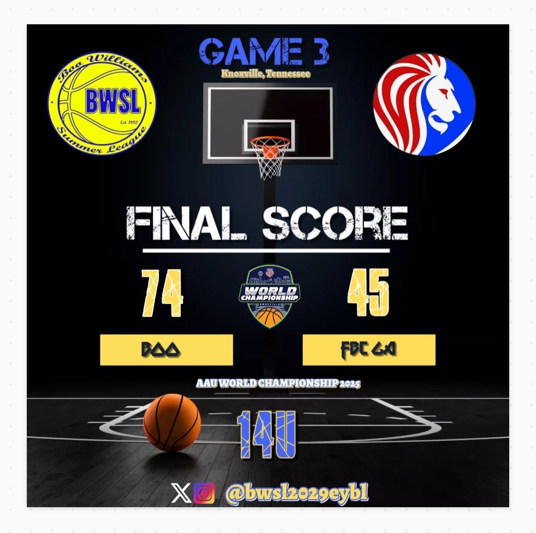 Boo Williams 2029 JR EYBL 💙💛 (@bwsl2029eybl) on Twitter photo It's been some physical games but Boo don't back down. We pulled out yet another W for Game 3 here <a href="/aaugirls_bball/">AAU Girls Basketball</a> 🌍 Championships. Game 4 tomorrow 😤
<a href="/Ry_hoops2029/">Rylee Thomas</a> <a href="/Sydi_hoops/">Sydney A. Youngblood (2029)</a> <a href="/jhaziyababb/">Jha’ziya Babb</a> <a href="/FeltnerRyleigh1/">Ryleigh Feltner</a> <a href="/miymiyhoops/">Ta’Miyah Tynes (c/o 2029)</a> <a href="/mxkenziee_29/">Mckenziee Gatling</a>
Autumn A, Evie D <a href="/Coach_j_77/">Jefferson Youngblood</a> <a href="/NIL_CoachIsh/">Aisha Foy</a> It's been some physical games but Boo don't back down. We pulled out yet another W for Game 3 here <a href="/aaugirls_bball/">AAU Girls Basketball</a> 🌍 Championships. Game 4 tomorrow 😤
<a href="/Ry_hoops2029/">Rylee Thomas</a> <a href="/Sydi_hoops/">Sydney A. Youngblood (2029)</a> <a href="/jhaziyababb/">Jha’ziya Babb</a> <a href="/FeltnerRyleigh1/">Ryleigh Feltner</a> <a href="/miymiyhoops/">Ta’Miyah Tynes (c/o 2029)</a> <a href="/mxkenziee_29/">Mckenziee Gatling</a>
Autumn A, Evie D <a href="/Coach_j_77/">Jefferson Youngblood</a> <a href="/NIL_CoachIsh/">Aisha Foy</a>