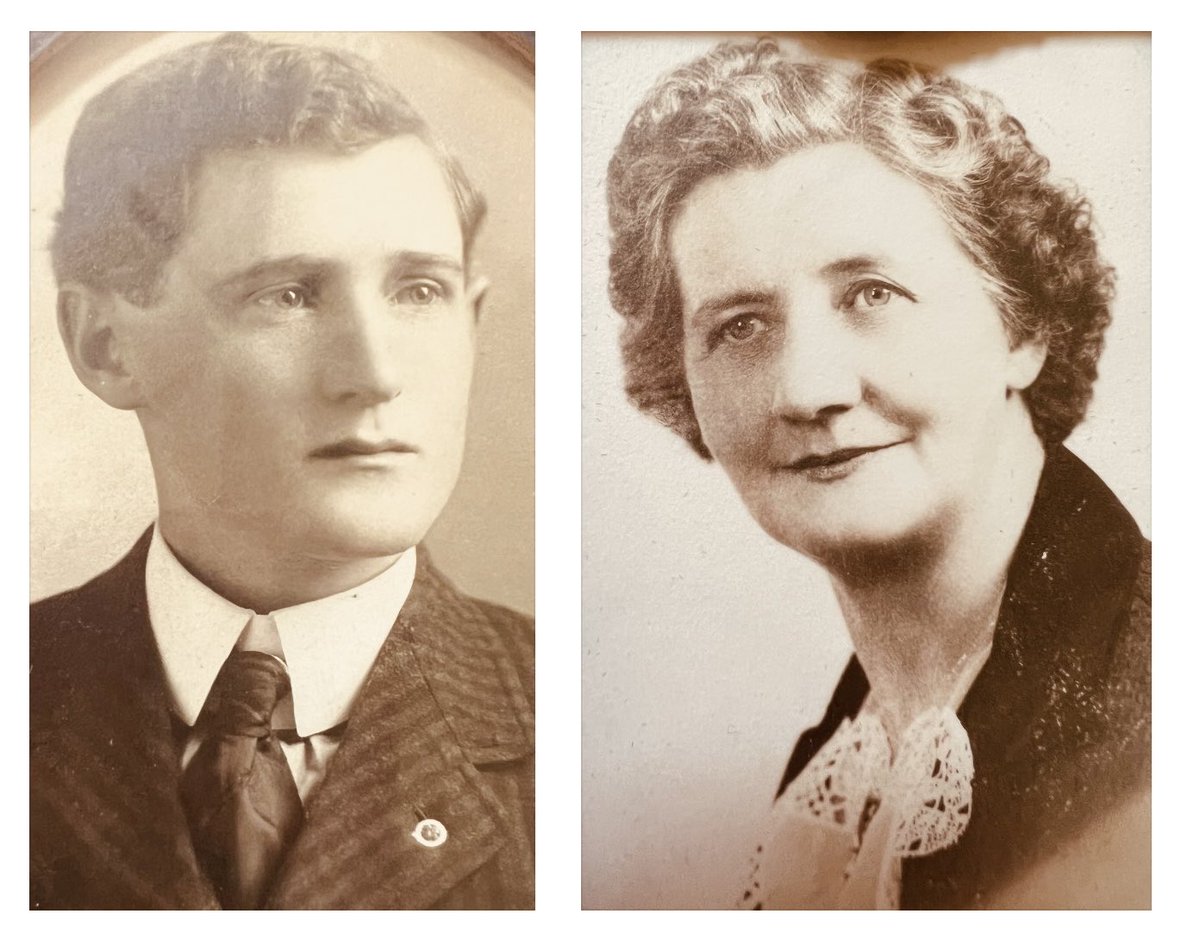 NorthDakotaJane's tweet image. More photos I thought I had lost—but hadn’t: Frank and Dorothea Klopfenstein, my mother’s parents. Both my grandfathers died before I was born, but the grandmother shown here lived just blocks from us in a tiny Iowa town and was a perfect storybook grandmother.