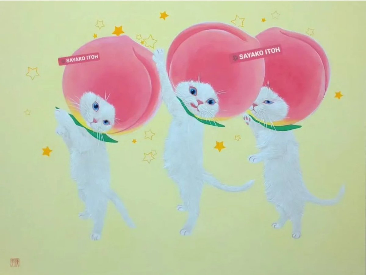 🍑もしも～しにゃ🍑
#日本画 #猫 #アート