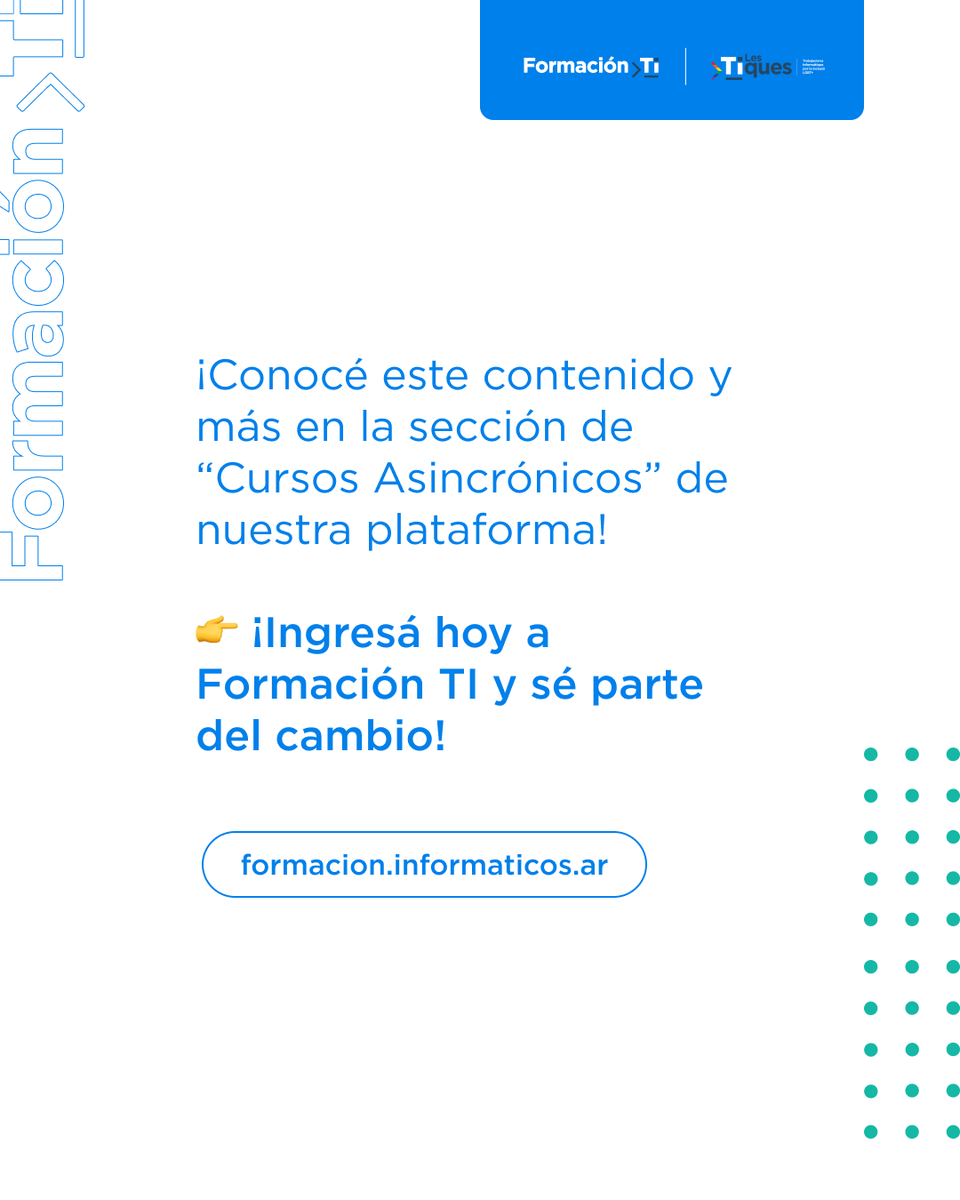 🌈 Hoy, 28 de Junio, celebramos este 🏳️‍⚧️ DÍA DEL ORGULLO 🏳️‍🌈 de la mejor manera:
Lanzando un microcurso de ❤️ “Inclusión LGBT+ en el Trabajo” 👩🏻‍💻, que ya podés realizar desde nuestro campus de Formación TI 💻, haciendo clic en este enlace 👇🏻
formacion.informaticos.ar/course/view.ph…