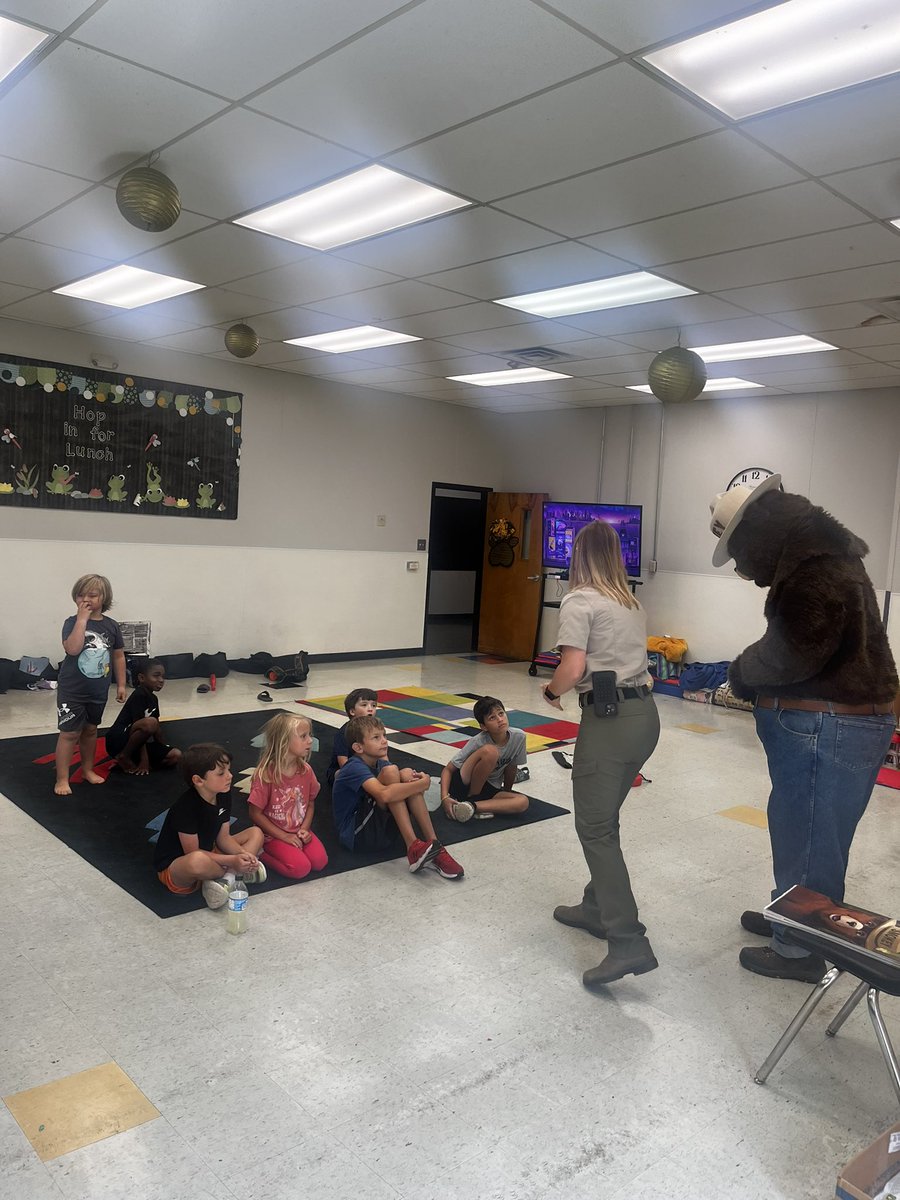 CA Summer Campers got a visit from Smokey the Bear and the Mississippi Forestry Commission today! Smokey taught about the dangers of wildfires and how to prevent them. Campers learned that the majority of wildfires are caused by humans. “Only YOU can prevent wildfires!” 🐻🏕️💙🌳