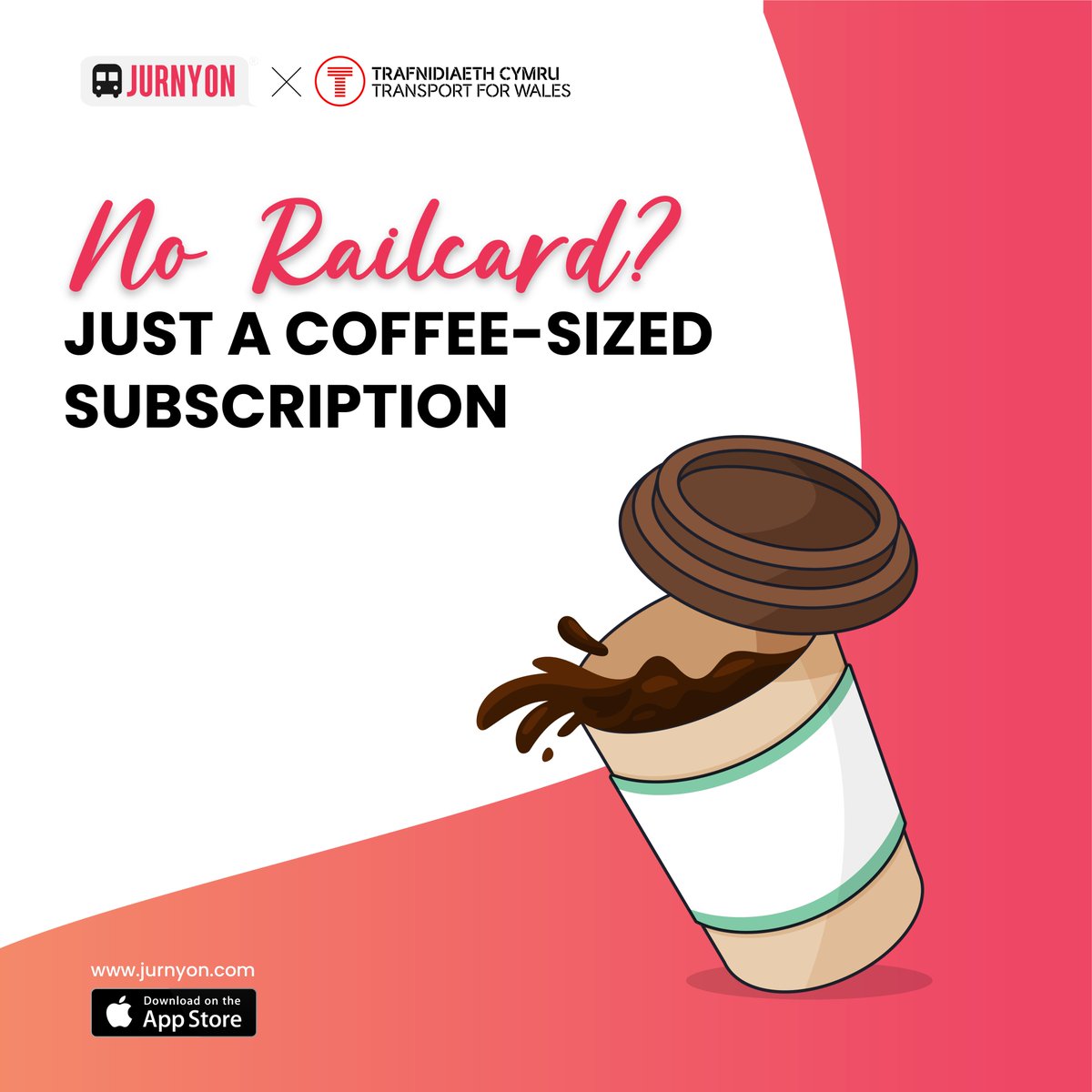 Still paying full fare? 😬
Get up to 35% off TfW train tickets—no railcard needed.
Just a coffee-priced subscription ☕ 
📲 Download JurnyOn-  apps.apple.com/gb/app/jurnyon… 

#SmartTravel #JurnyOn #TfW #WalesTravel #Cardiff #Bangor #Swansea #Newport