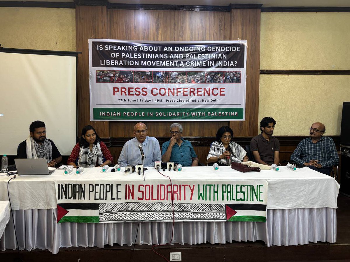 BDS_in_India's tweet photo. Is Speaking about an Ongoing Genocide of Palestinians and Palestinian Liberation Movement a Crime in India?
For full report: https://t.co/gco88mdlUI
#pressconference #stopgenocide #stopbrutality
#palestine #Palestinewillbefree https://t.co/iBnLSqWYUM