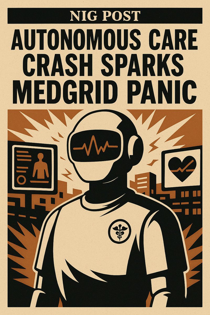 NigPost's tweet image. AI Hospitals Malfunction
The autonomous care crash sparks chaos in Dravida  AI denied life-saving care, locking staff out. MedGrid failed.

Is this the cost of trusting machines too much?

Read the fictional breakdown now 👉 On NIGPOST com ng
#FictionaStein #MedGrid #AIPanic