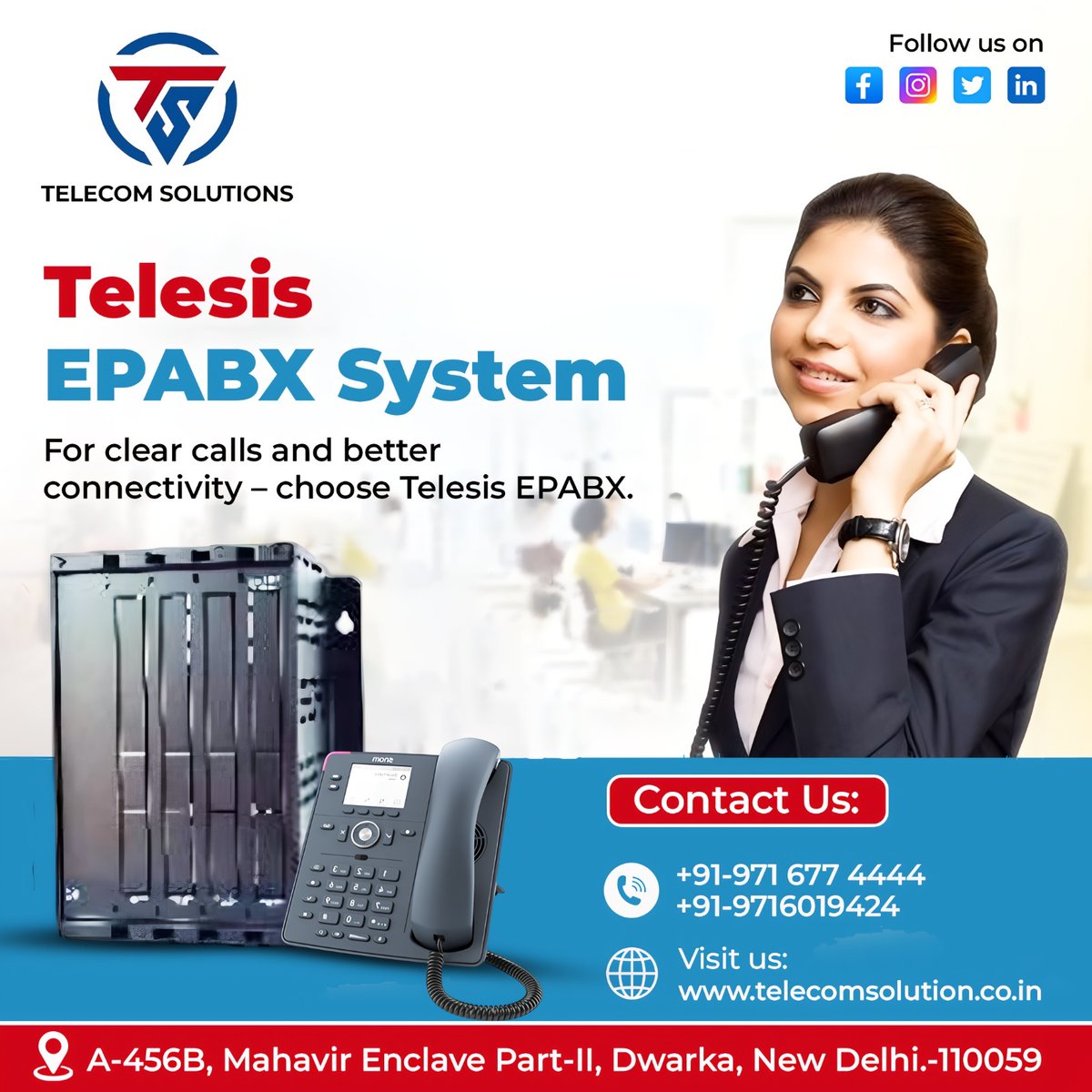 TelecomSol343's tweet photo. 📞 Telesis EPABX System – Clearer Calls, Smarter Connections
Upgrade your office communication with Telesis EPABX, designed for crystal-clear voice quality and seamless internal connectivity. https://t.co/moBbdJ65fJ