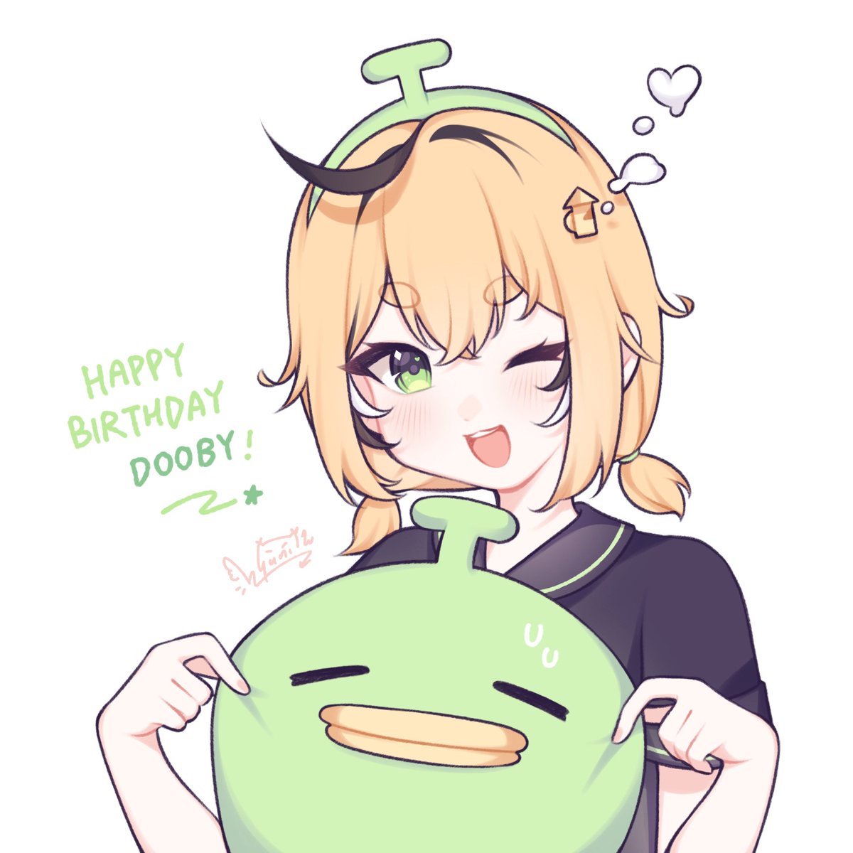 i was invited to draw for the [unnamed fanbase] birthday board yayy!! happy birthday dooby 💚