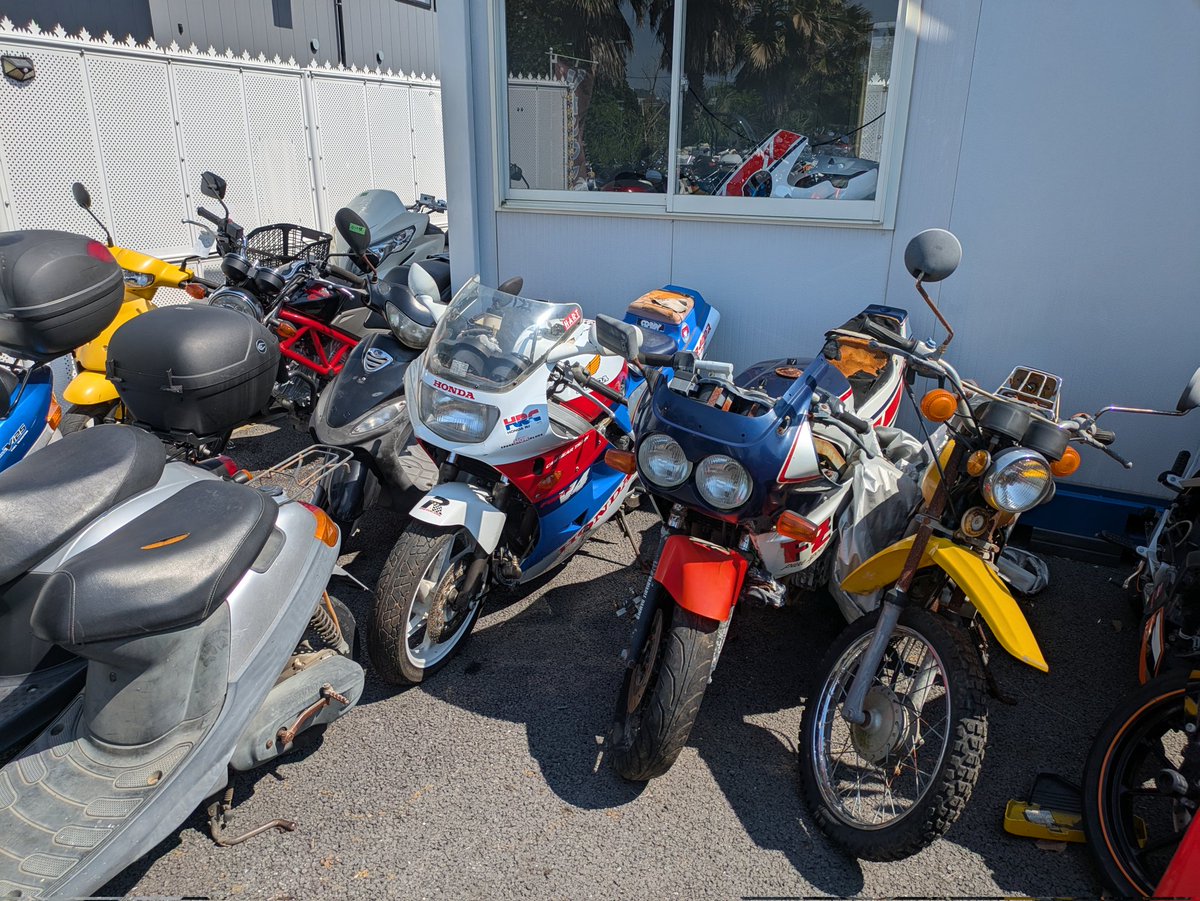 TOMOHARU2017's tweet image. 定期訪問の湘南ジャンクヤード🧑‍🔧
今日も暑いですが混んでました。
バイクが。
#湘南ジャンクヤード
#コレダ
#GN125
#VF400R
#FZR
#ホンダ
#ヤマハ