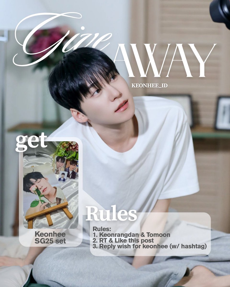 [KEONHEE DAY GIVEAWAY]

To celebrate Keonhee birthday let's join our giveaway!!

🎁 ONEUS SG25 Keonhee Set 🎁

Rules on photo / next tweet 👇🏻