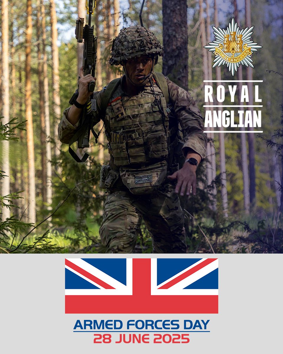 On Armed Forces Day 2025, we celebrate the dedication of our soldiers and officers. We extend this thank you to our veterans and cadets, who are a part of our Regimental Family, the Royal Anglian Regiment. 

#RoyalAnglian #StrengthfromWithin #soldier #veterans #ArmedForcesDay