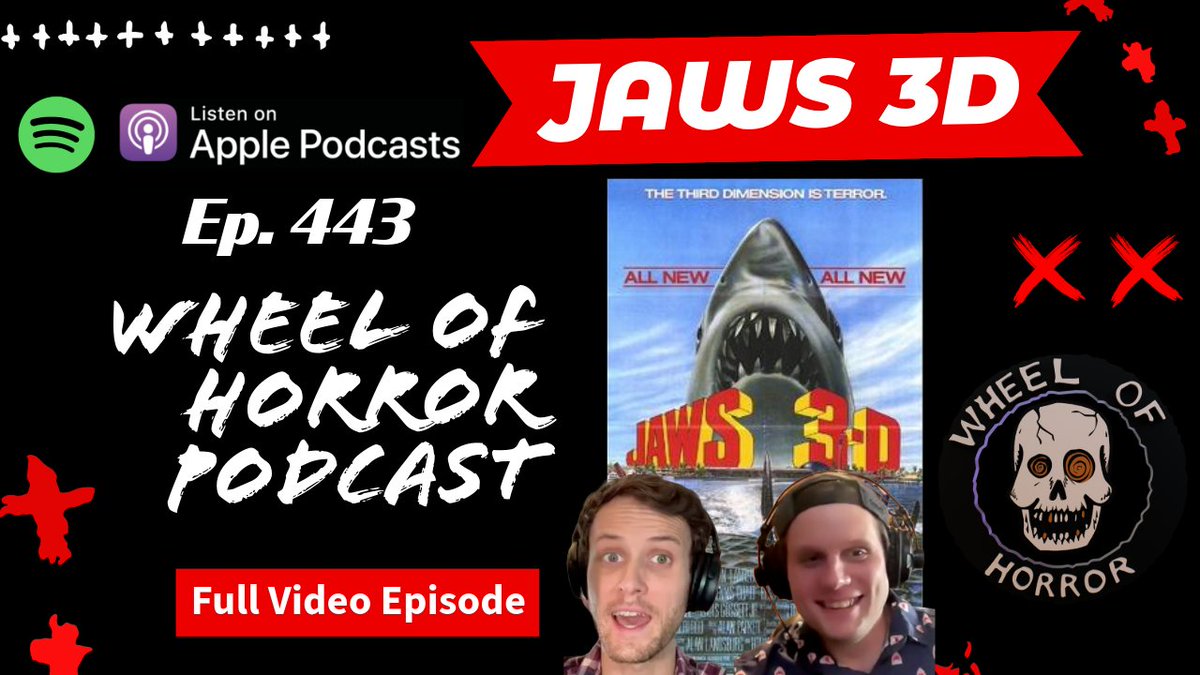 Wheel of Horror Podcast (@horrorwheel) on Twitter photo Full Video Episode available on YouTube. This week, we’re diving headfirst into Jaws 3-D (1983)—the sequel nobody asked for, now with more fake looking fins, glass-breaking, and questionable 3D effects. 
YouTube: youtube.com/@wheelofhorror…
Apple Podcast: podcasts.apple.com/us/podcast/whe… Full Video Episode available on YouTube. This week, we’re diving headfirst into Jaws 3-D (1983)—the sequel nobody asked for, now with more fake looking fins, glass-breaking, and questionable 3D effects. 
YouTube: youtube.com/@wheelofhorror…
Apple Podcast: podcasts.apple.com/us/podcast/whe…