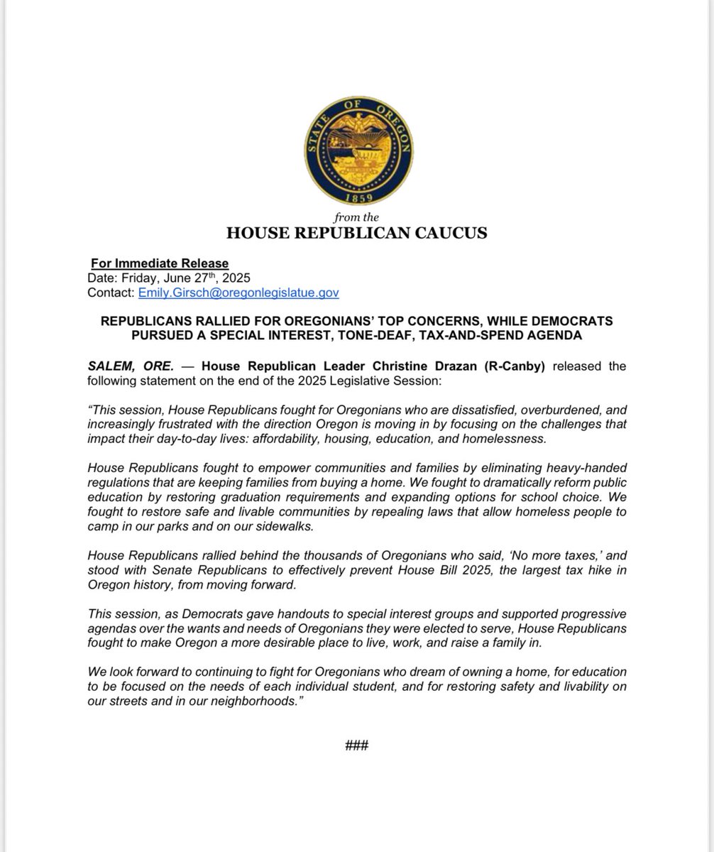 OregonHouseGOP's tweet image. This session, as Democrats gave handouts to special interest groups and supported progressive agendas over the wants and needs of Oregonians they were elected to serve, House Republicans fought to make Oregon a more desirable place to live, work, and raise a family in.