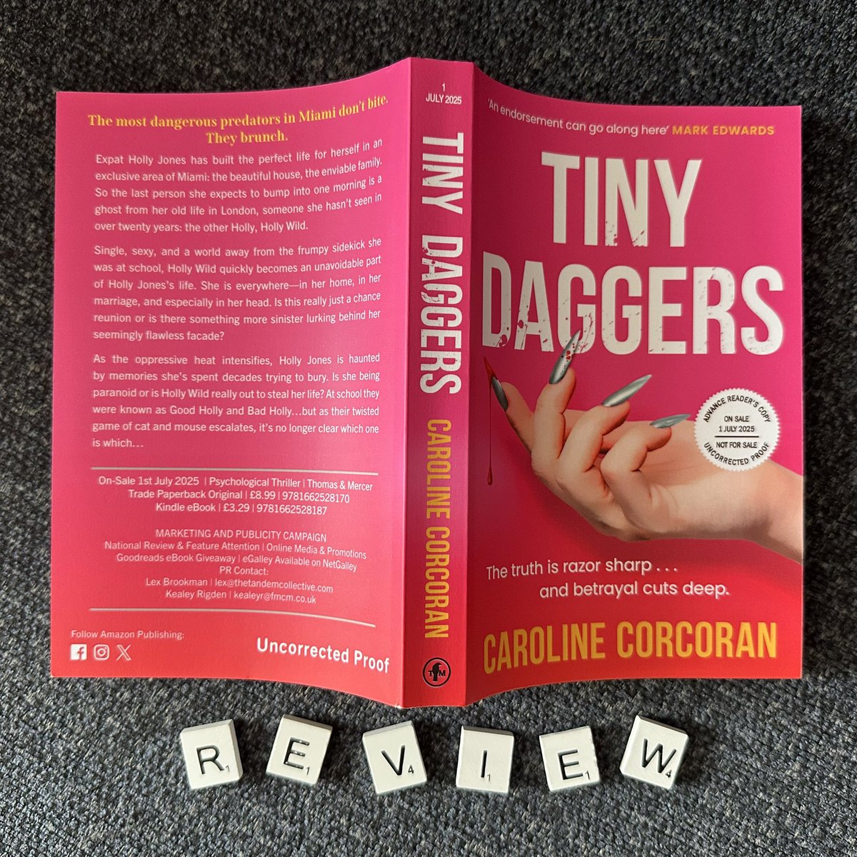 shonaholmes23's tweet photo. ๐#BookReview๐
4โญ๏ธIf youโre looking for a captivating psychological thriller then look no further than ##TinyDaggers by #CarolineCorcoran @AmazonPub - one that keeps you guessing the whole way through!๐
๐Full Review in ๐งต below
#BookTwitter #Bookblogger https://t.co/1pcp3pzC2L