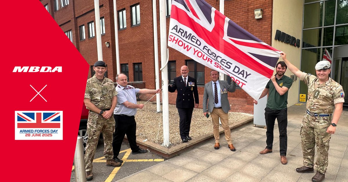 MBDA UK (@mbda_uk) on Twitter photo We raised our flag for #ArmedForcesWeek and today, on <a href="/ArmedForcesDay/">Armed Forces Day 🇬🇧</a>, we honour all personnel, cadets, veterans & families who serve or have served our country.
Thank you for your courage, dedication & sacrifice in defending the UK.
We are truly grateful 🇬🇧
#SaluteOurForces We raised our flag for #ArmedForcesWeek and today, on <a href="/ArmedForcesDay/">Armed Forces Day 🇬🇧</a>, we honour all personnel, cadets, veterans & families who serve or have served our country.
Thank you for your courage, dedication & sacrifice in defending the UK.
We are truly grateful 🇬🇧
#SaluteOurForces