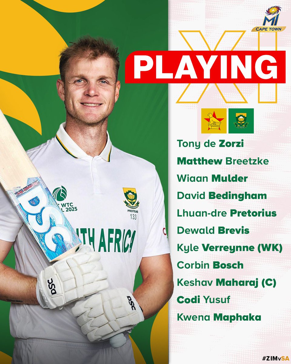Here's a look at our Playing XI as we will bat first 💪🇿🇦 

#WozaNawe #ZimVSA