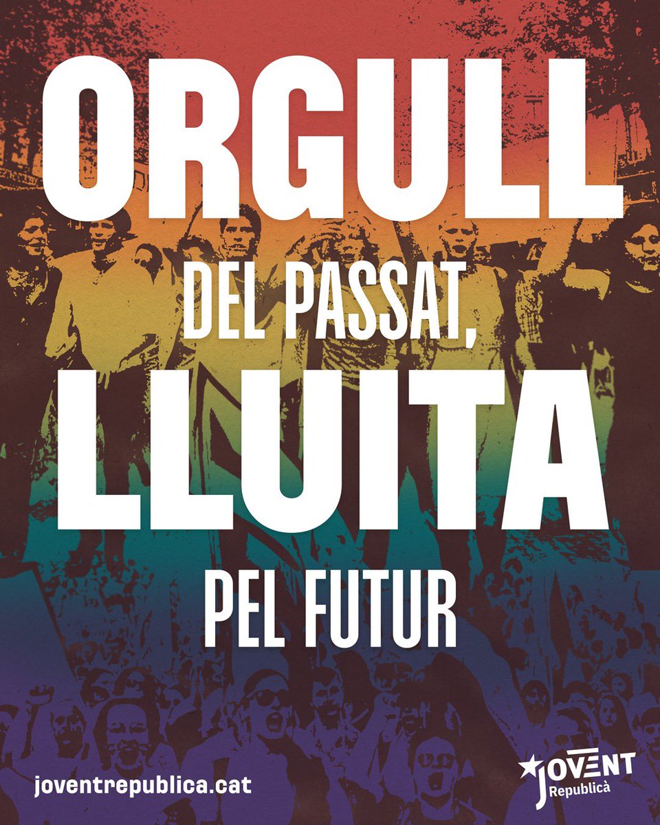 🏳️‍🌈 28J: Orgull de passat i lluita pel futur!

✊ Davant d’aquells que volen acabar amb la nostra llibertat, seguretat i vida: organització i lluita!

✍️ Llegeix el comunicat: joventrepublica.cat/url/199910032