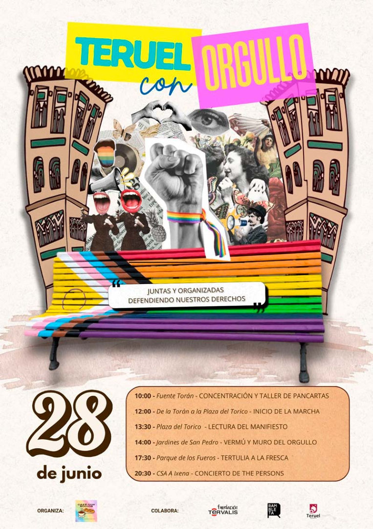 28J | ‘Juntas y organizadas defendiendo nuestros derechos’. Teruel celebra el Orgullo con una jornada de reivindicación y comunidad. La manifestación tendrá lugar a las 12:00 desde la Fuente Torán, junto al Banco Arcoíris: arainfo.org/?p=309217