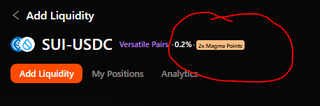 WAL-SUI and SUI-USDC are on the list.

Get those points by adding liquidity in the boosted pools: app.magmafinance.io 

Here is a referral code if you don't have one: HFMSBI