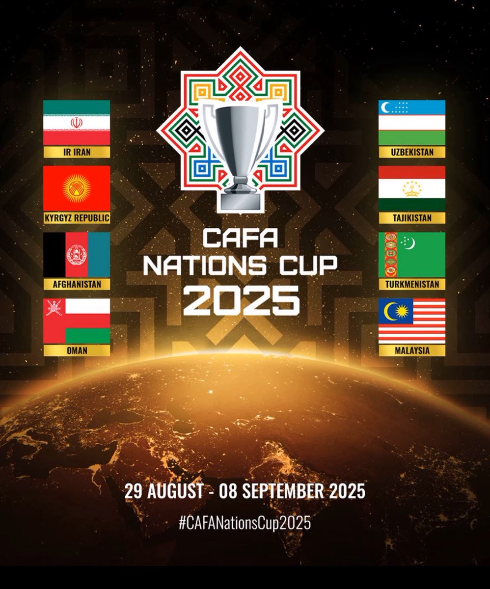 **CAFA Nations Cup 2025 – Let the Battle Begin! ⚽🏆**
This summer, Central Asia lights up as the #CAFANationsCup 
📍 **Group A**#Uzbekistan🇺🇿  
📍 **Group B**#Tajikistan🇹🇯  
#CAFA2025 #CentralAsianFootball #RoadToGlory #InternationalFootball #CAFATournament #FootballInAsia