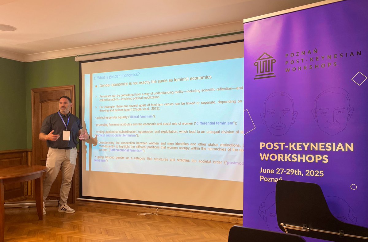 GBachurewicz's tweet image. Prof. Guillaume Vallet talks on what’s the difference between gender and feminist economics 👩🦰🎓🧔
„Gender economics encompasses a larger array of issues than feminist economics”