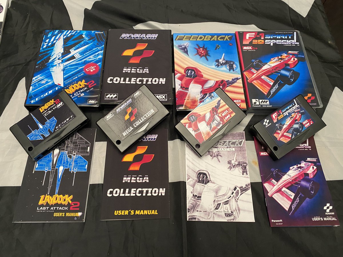themsxlovers's tweet image. Hoy presentamos un lote de auténtico infarto !
1-Konami mega collection (54 juegos)
2-Laydock 2 (edición megarom)
3-Feedback (Space Harrier Clon)
4-F1 Spirit 3D (edición megarom)
Solo recordaros que lo hacemos TODO para darle un 2a. Vida a tu MSX sin dejarte la nómina en ello!