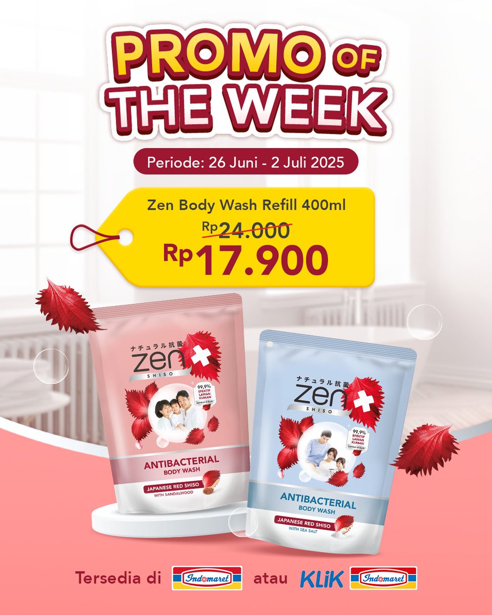 Zen lagi ada promo untuk keluarga Moms loh! Zen kemasan 400ml jadi cuman 17rban aja! Murahkan.. langsung aja beli di Indomaret atau bisa di Klik Indomaret, karena periodenya cuma dari 26 Juni - 2 Juli 2025! Yuk, Moms!
#ZenAntibacterial #ZenAntiKumanAntiKresek #ZenGakPakeTapiTapi