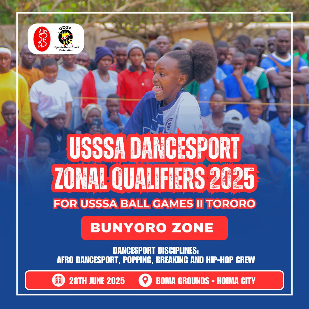 It's happening today in Hoima City! 🎉 The Bunyoro Zone USSSA Dancesport Zonal Qualifiers for the USSSA Ball Games II Tororo are ON! Come witness incredible talent and energy as schools battle it for a slot at nationals. 
🗓️ Date: Today, 28th June 2025
📍 Venue: Boma Grounds