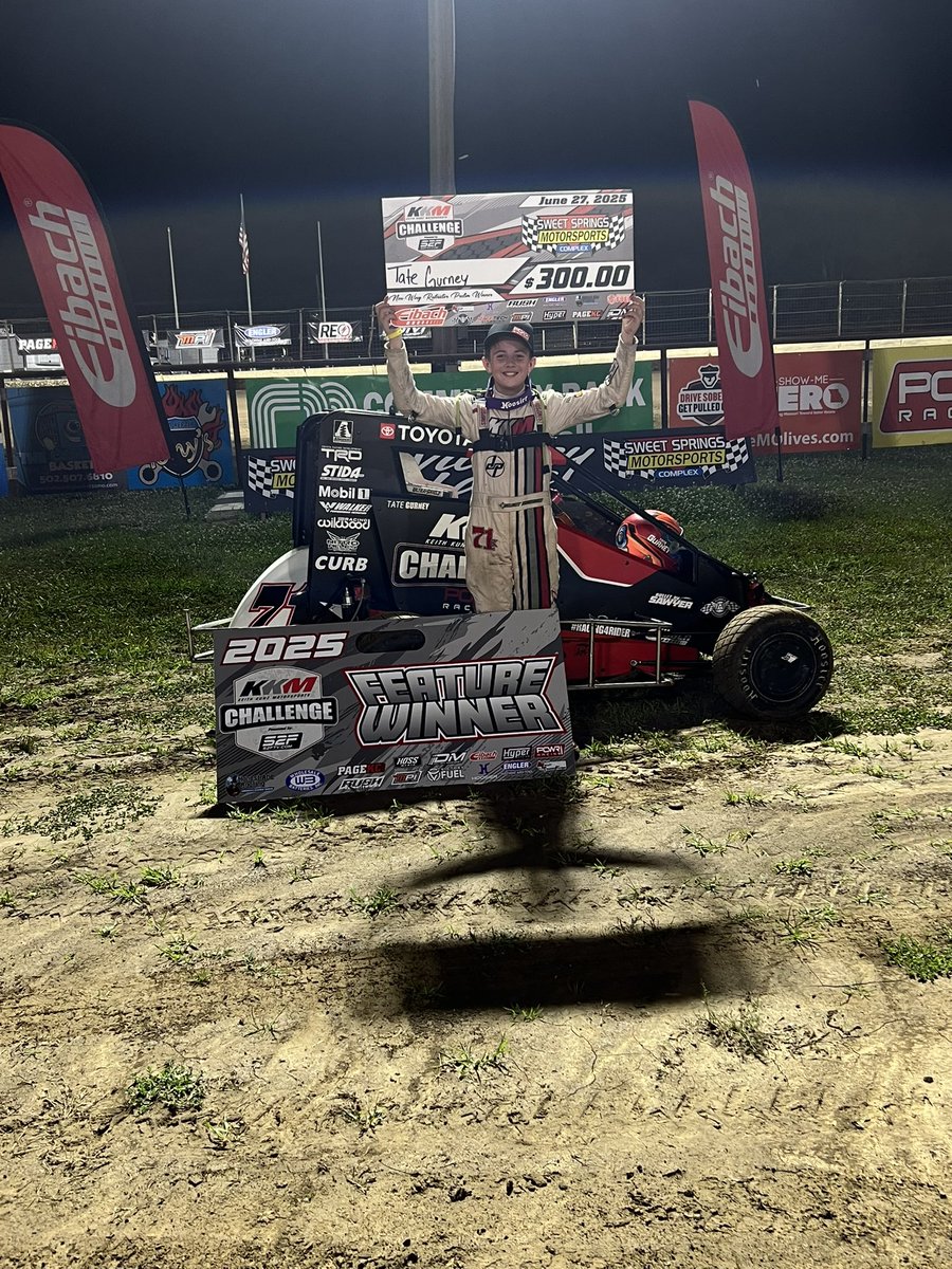 Tate Gurney wins his first KKM Challenge race on Night 1 at Sweet Springs Motorsports Complex in the Non-Wing Restrictor division! Cash Lacombe settles for second, with Deekan McRoberts and Mason Vincent also locking into tomorrow’s feature.